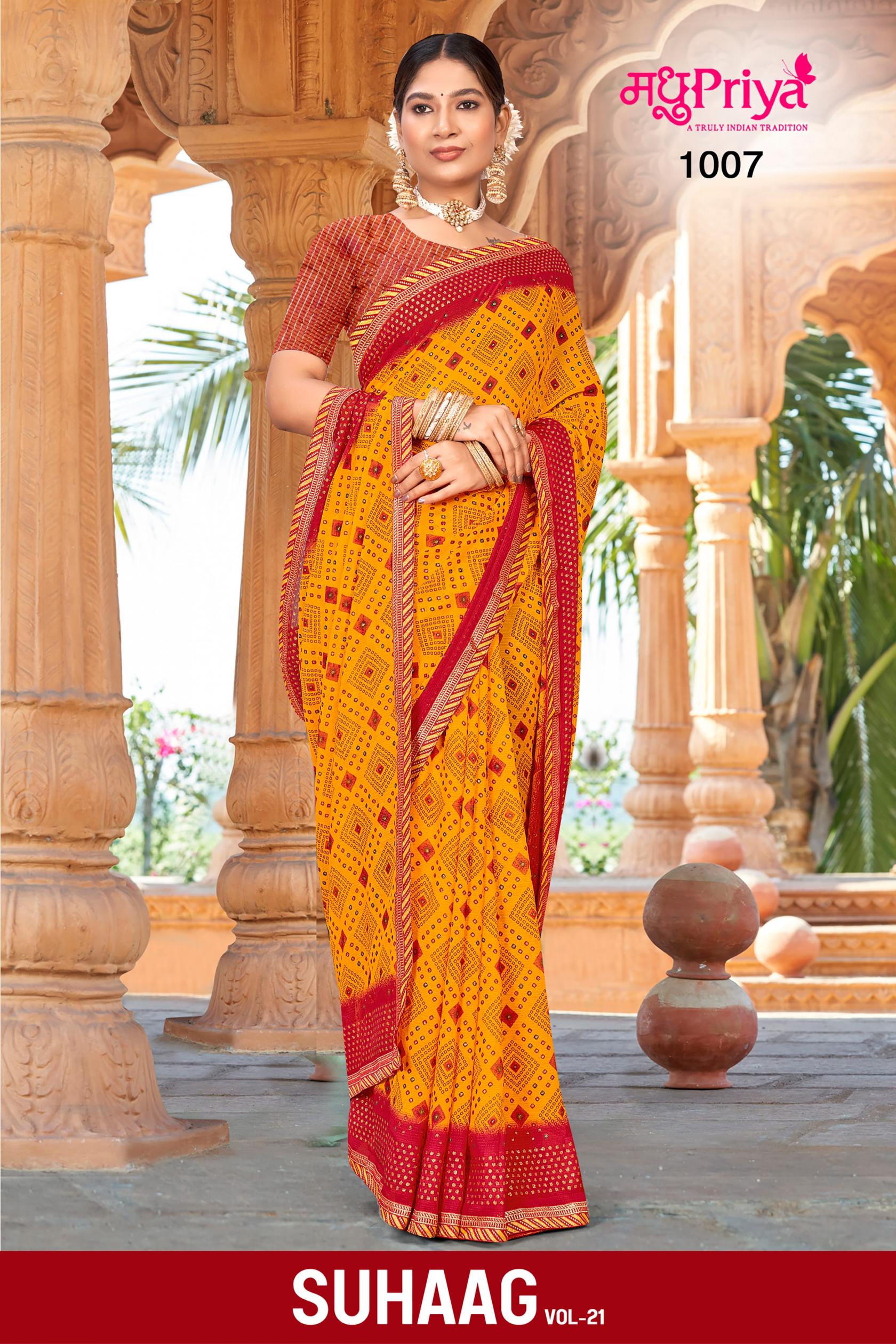 MADHUPRIYA LAUNCH SUHAAG VOL 21 DANI PRINTED FANCY SAREE