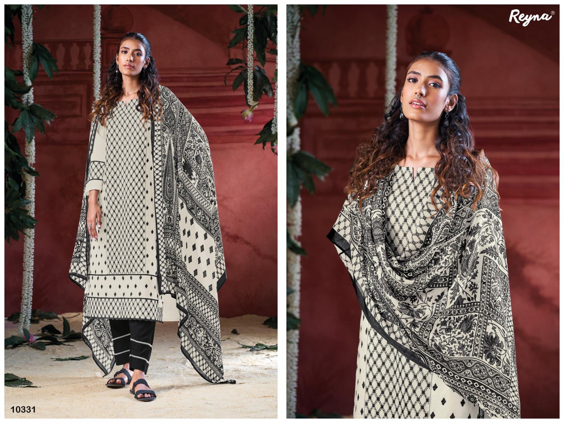 BLACK AND WHITE BY REYNA COTTON COMFORTABLE PAKISTANI DRESS MATERIALS