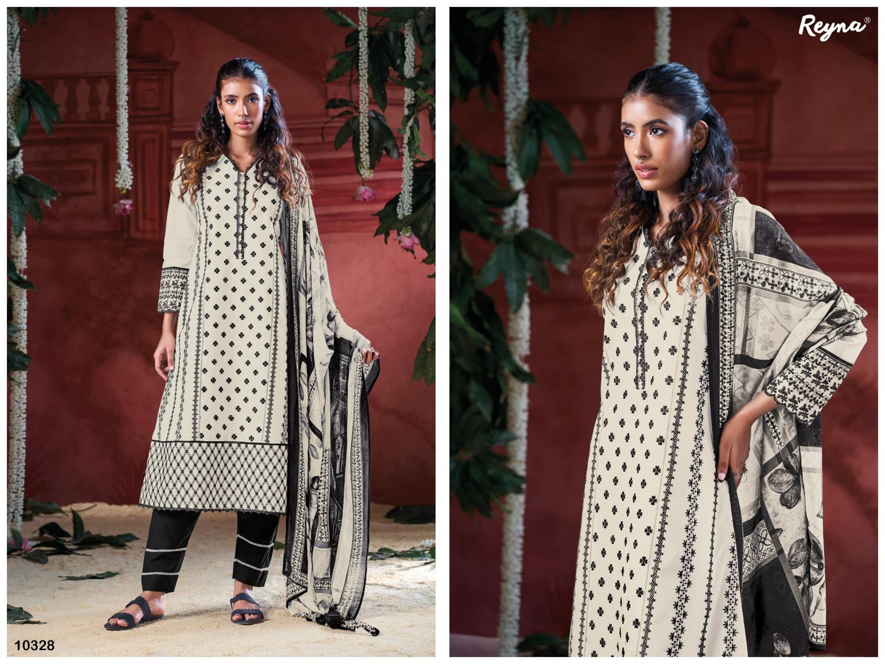 BLACK AND WHITE BY REYNA COTTON COMFORTABLE PAKISTANI DRESS MATERIALS