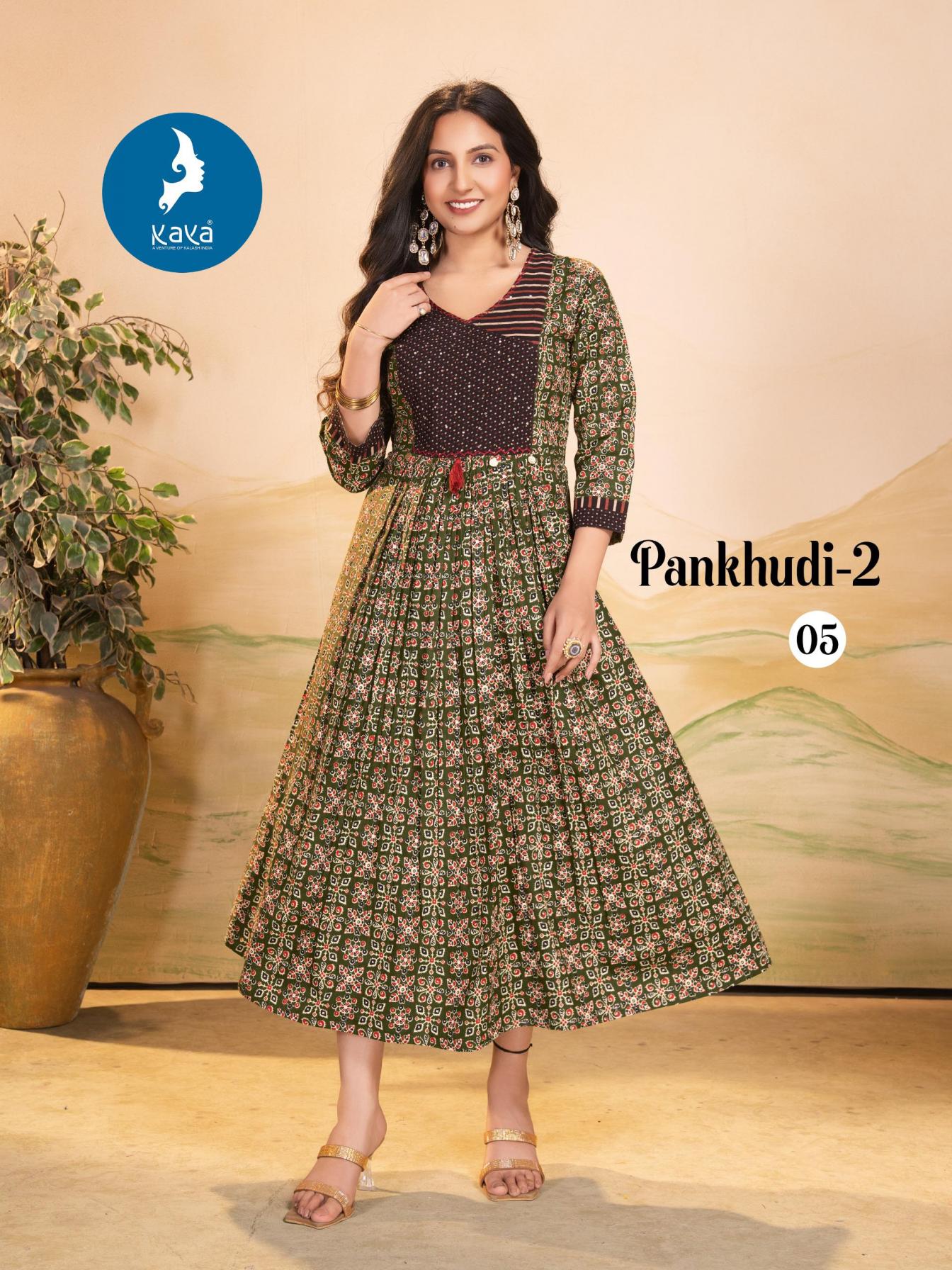 PANKHUDI VOL 2 BY KAYA COTTON READYMADE STYLISH LOOK LONG KURTIS