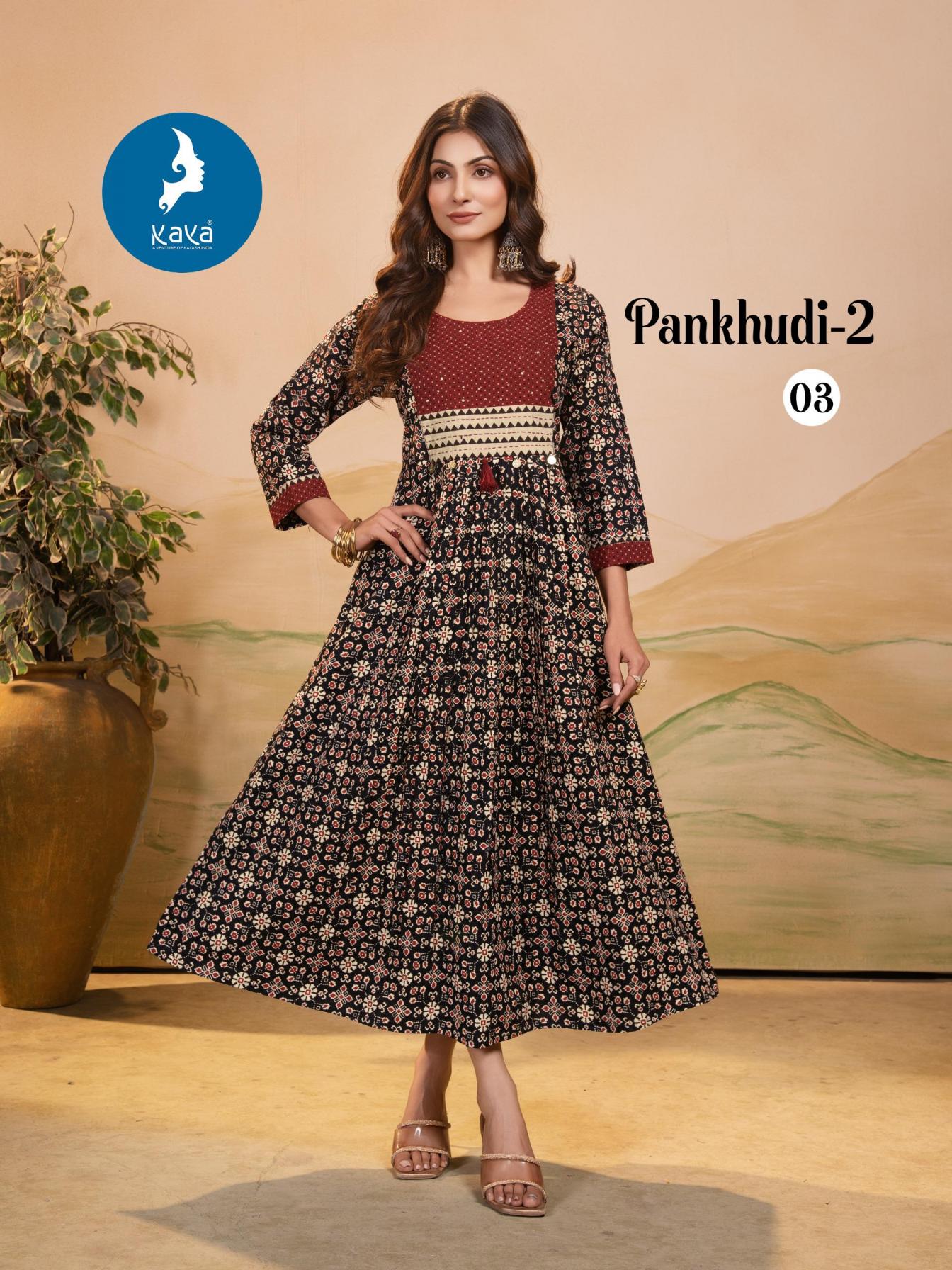 PANKHUDI VOL 2 BY KAYA COTTON READYMADE STYLISH LOOK LONG KURTIS
