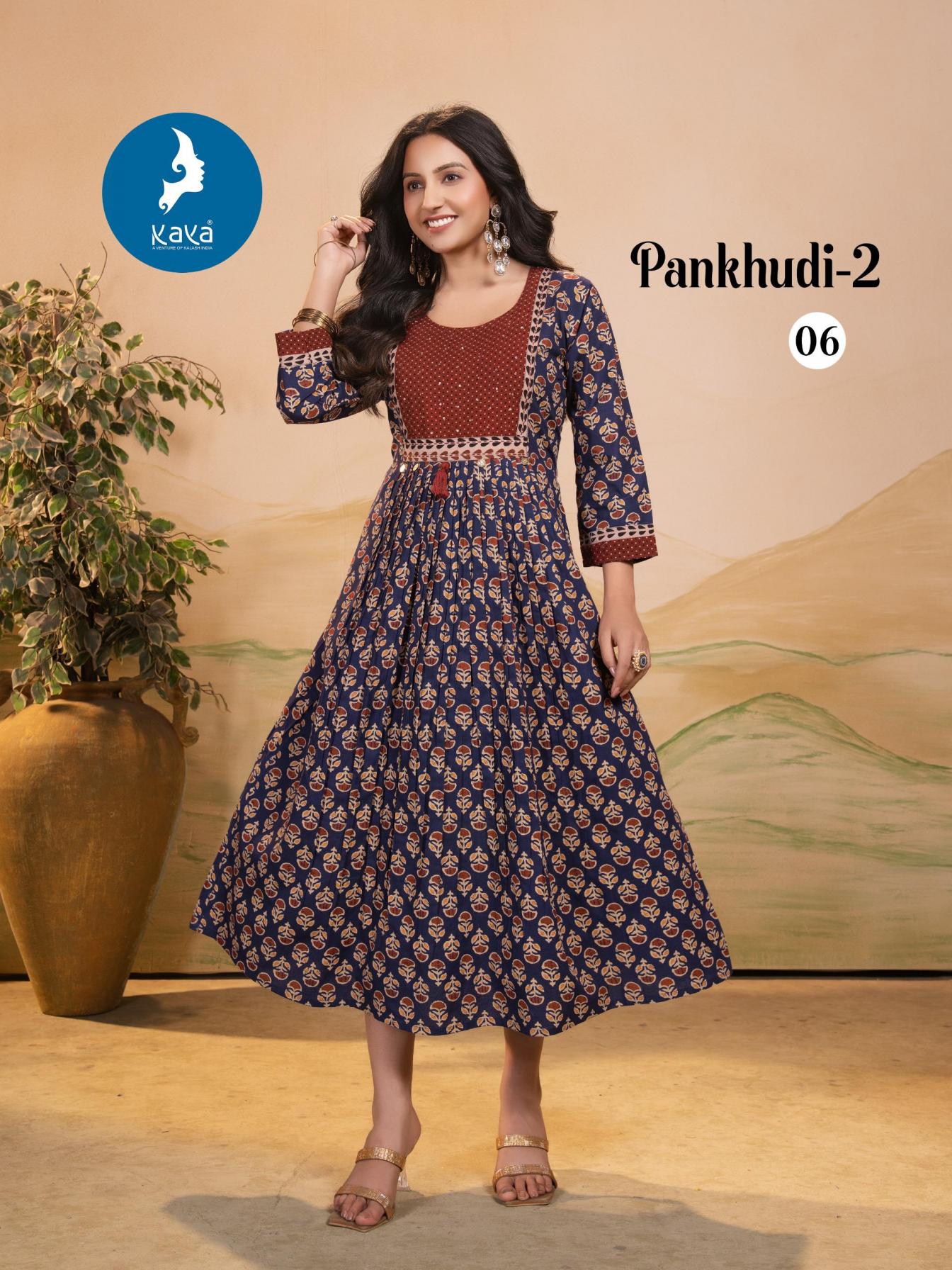 PANKHUDI VOL 2 BY KAYA COTTON READYMADE STYLISH LOOK LONG KURTIS