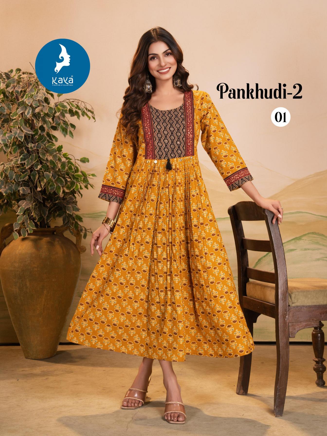 PANKHUDI VOL 2 BY KAYA COTTON READYMADE STYLISH LOOK LONG KURTIS