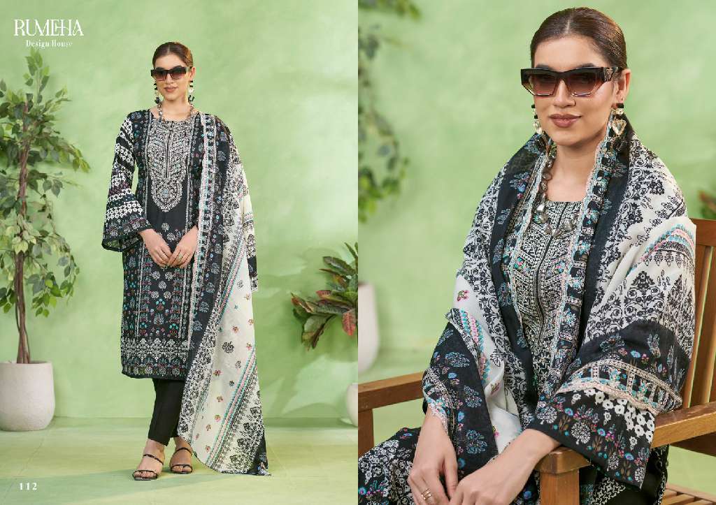 RUMEHA PRESENT DILKASH VOL-2 WHOLESALE PURE COTTON DIGITAL PRINT WITH HEAVY SELF EMBROIDERY CLASSIC PAKISTANI SUITS