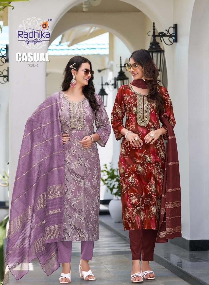 RADHIKA LIFESTYLE PRESENT CASUAL VOL 4 RAYON AFFORDABLE PLUS SIZE 3 PIECE SUIT