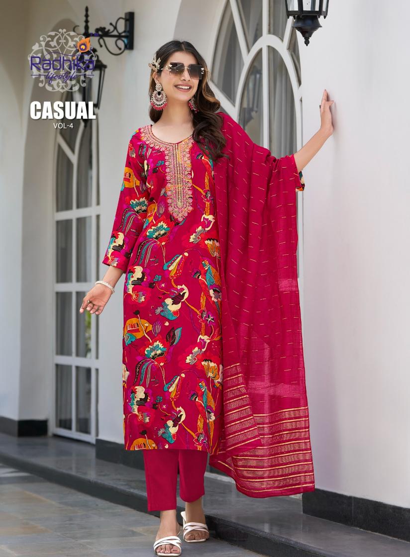 RADHIKA LIFESTYLE PRESENT CASUAL VOL 4 RAYON AFFORDABLE PLUS SIZE 3 PIECE SUIT
