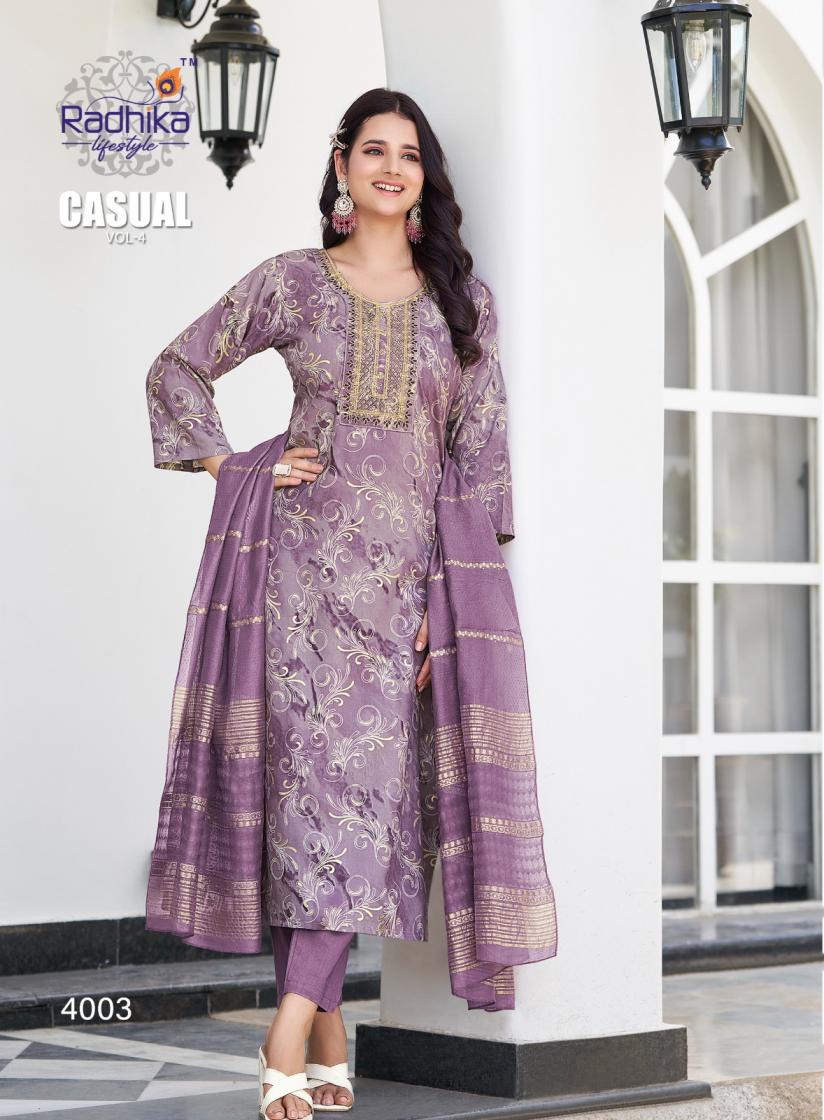 RADHIKA LIFESTYLE PRESENT CASUAL VOL 4 RAYON AFFORDABLE PLUS SIZE 3 PIECE SUIT