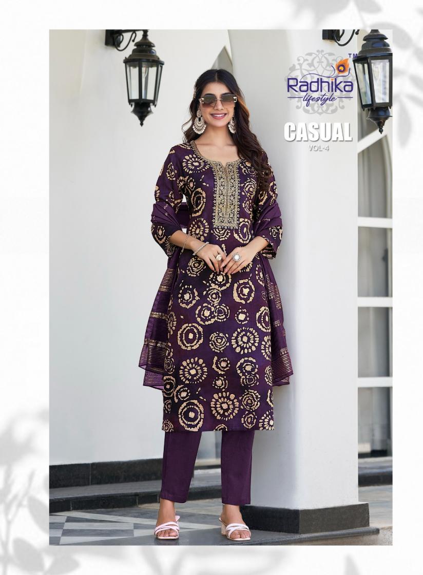 RADHIKA LIFESTYLE PRESENT CASUAL VOL 4 RAYON AFFORDABLE PLUS SIZE 3 PIECE SUIT