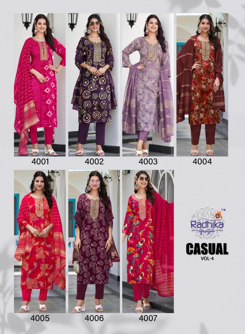 RADHIKA LIFESTYLE PRESENT CASUAL VOL 4 RAYON AFFORDABLE PLUS SIZE 3 PIECE SUIT