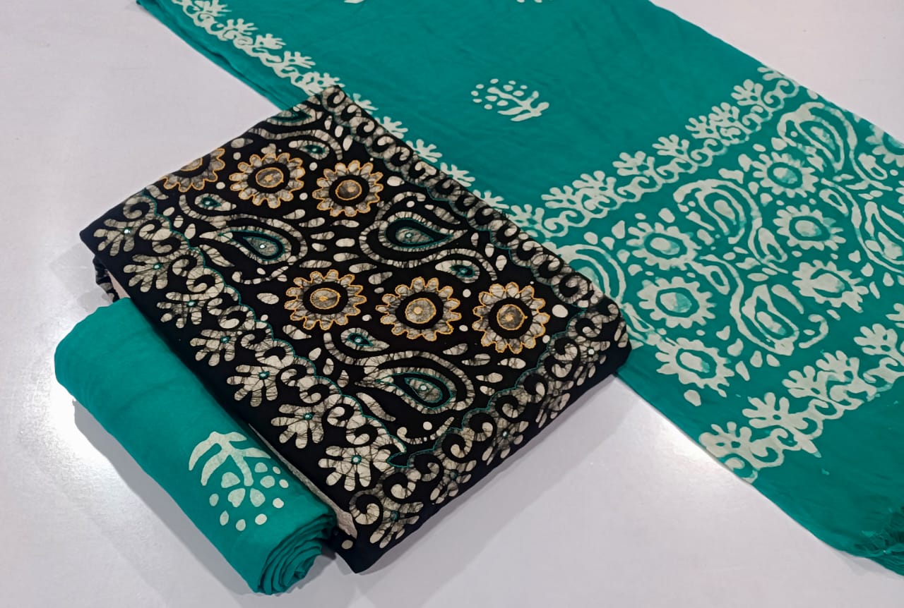 JJ PEHNAWA VOL-1 WHOLESALE RAYON TOP WITH NECK BLOCK WAX BATIK PRINT FANCY DRESS MATERIAL