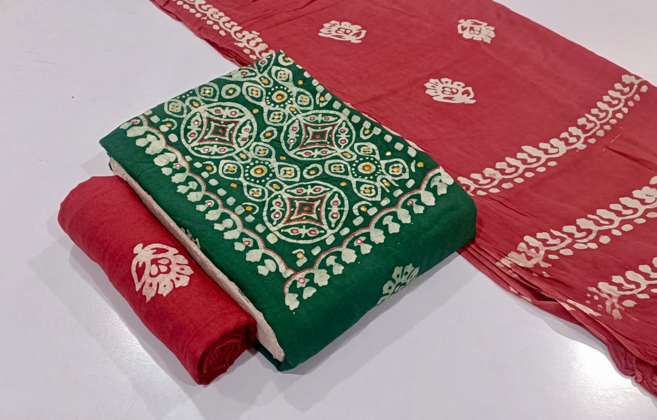 JJ PEHNAWA VOL-1 WHOLESALE RAYON TOP WITH NECK BLOCK WAX BATIK PRINT FANCY DRESS MATERIAL