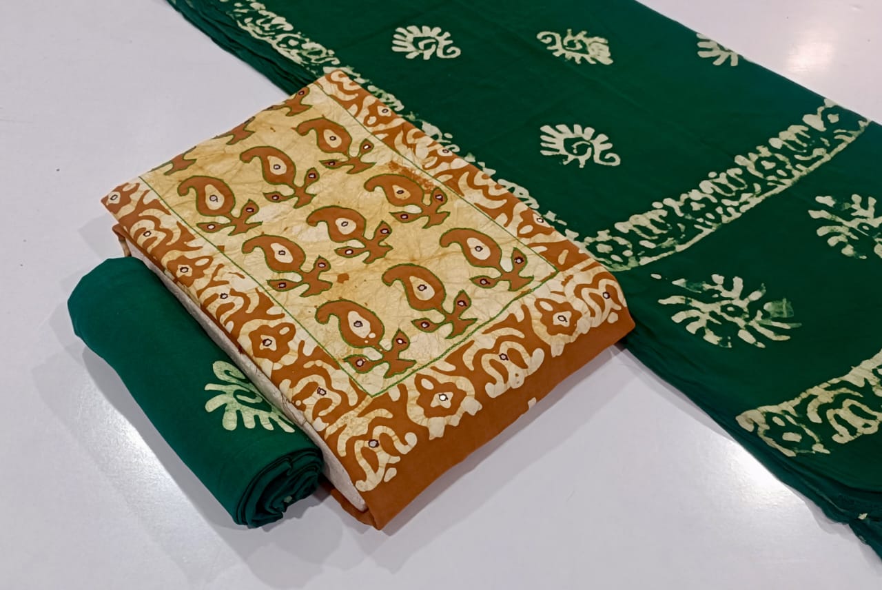 JJ PEHNAWA VOL-1 WHOLESALE RAYON TOP WITH NECK BLOCK WAX BATIK PRINT FANCY DRESS MATERIAL