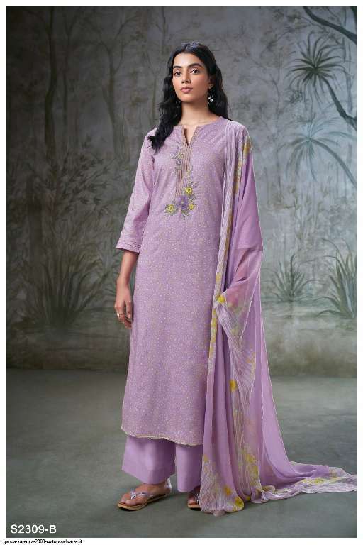 GANGA VARENYA S2309 WHOLESALE PREMIUM COTTON PRINTED WITH EMBROIDERY WORK DESIGNER SUITS