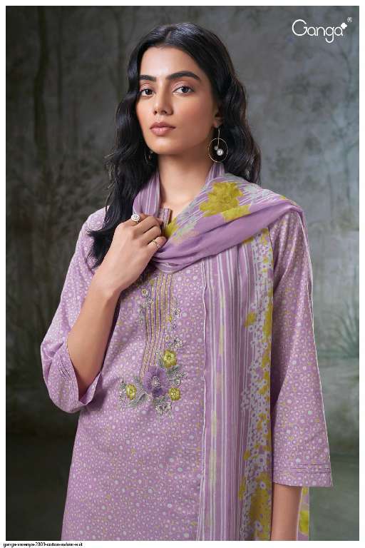GANGA VARENYA S2309 WHOLESALE PREMIUM COTTON PRINTED WITH EMBROIDERY WORK DESIGNER SUITS