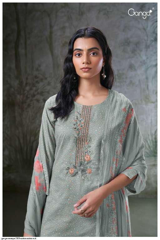 GANGA VARENYA S2309 WHOLESALE PREMIUM COTTON PRINTED WITH EMBROIDERY WORK DESIGNER SUITS