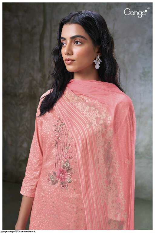 GANGA VARENYA S2309 WHOLESALE PREMIUM COTTON PRINTED WITH EMBROIDERY WORK DESIGNER SUITS