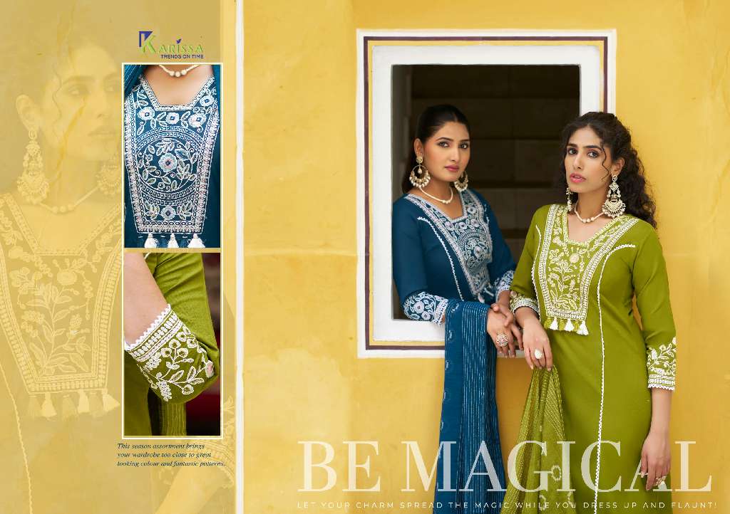 Karissa Vaani Linen Cotton Thread Work Readymade Kurti Bottom With Dupatta