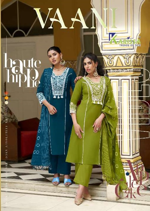 Karissa Vaani Linen Cotton Thread Work Readymade Kurti Bottom With Dupatta