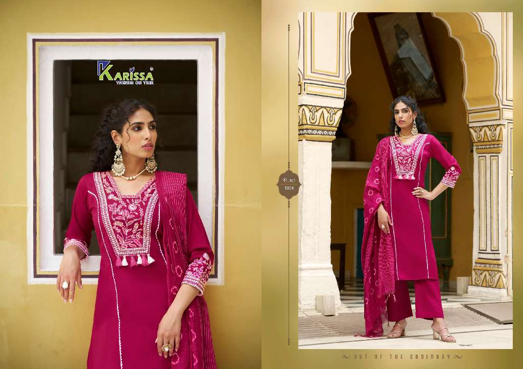 Karissa Vaani Linen Cotton Thread Work Readymade Kurti Bottom With Dupatta