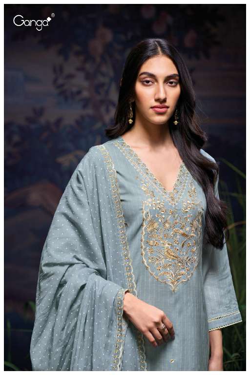 GANGA CALEAH S3291 WHOLESALE PREMIUM PURE MAL GOLD PRINTES WITH WORK 3 PCS SALWAR KAMEEZ