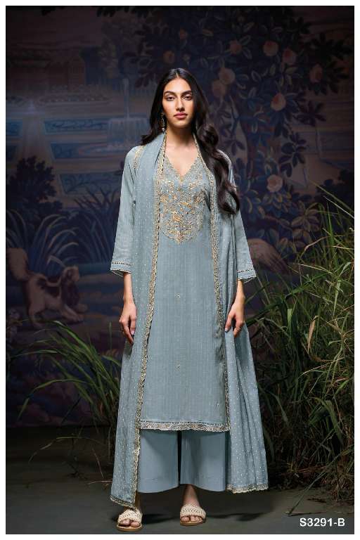 GANGA CALEAH S3291 WHOLESALE PREMIUM PURE MAL GOLD PRINTES WITH WORK 3 PCS SALWAR KAMEEZ