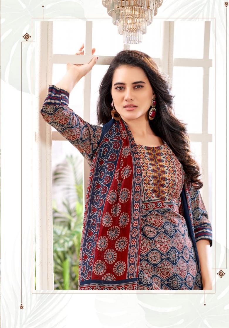 MAYUR CREATION PRESENT AJARAKH VOL 7 COTTON DAILY WEAR PLUS SIZE KURTI,BOTTOM WITH DUPATTA