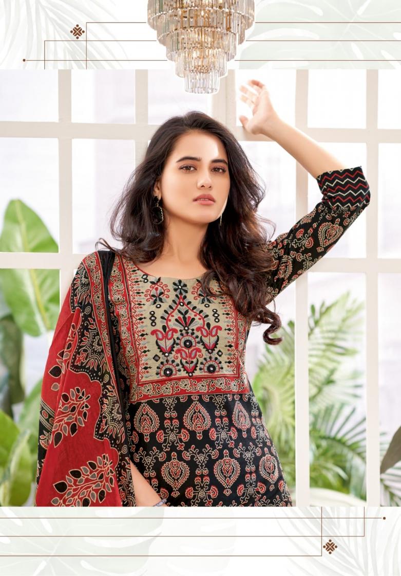 MAYUR CREATION PRESENT AJARAKH VOL 7 COTTON DAILY WEAR PLUS SIZE KURTI,BOTTOM WITH DUPATTA