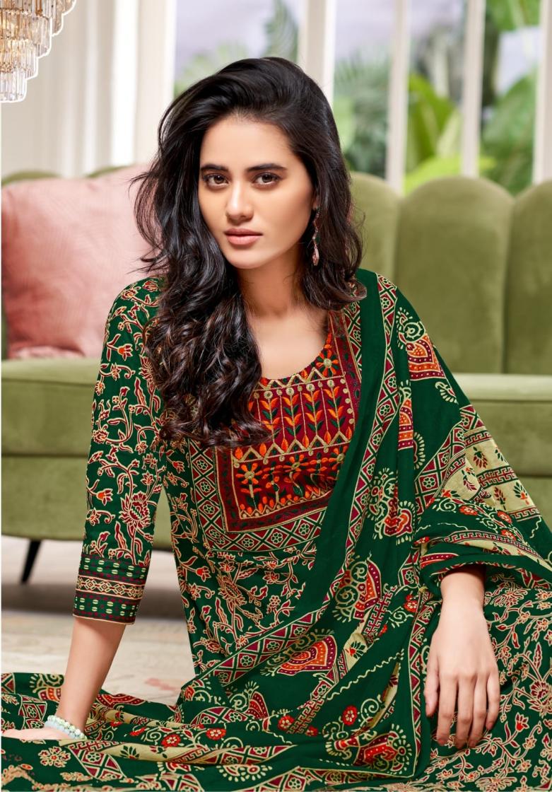 MAYUR CREATION PRESENT AJARAKH VOL 7 COTTON DAILY WEAR PLUS SIZE KURTI,BOTTOM WITH DUPATTA