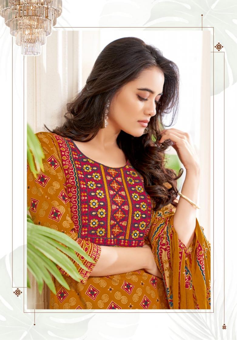 MAYUR CREATION PRESENT AJARAKH VOL 7 COTTON DAILY WEAR PLUS SIZE KURTI,BOTTOM WITH DUPATTA