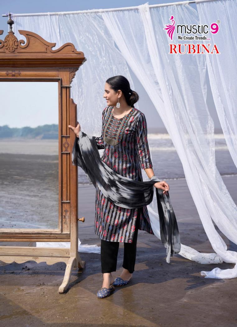 MYSTIC 9 PRESENT RUBINA VOL 9 RAYON FANCY LOOK READYMADE SALWAR KAMEEZ