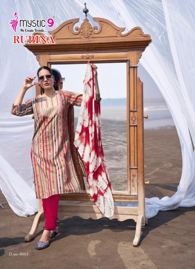 MYSTIC 9 PRESENT RUBINA VOL 9 RAYON FANCY LOOK READYMADE SALWAR KAMEEZ