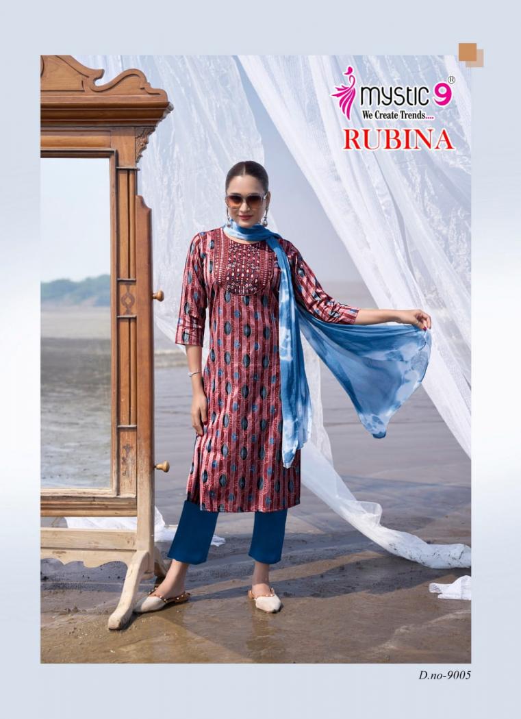MYSTIC 9 PRESENT RUBINA VOL 9 RAYON FANCY LOOK READYMADE SALWAR KAMEEZ
