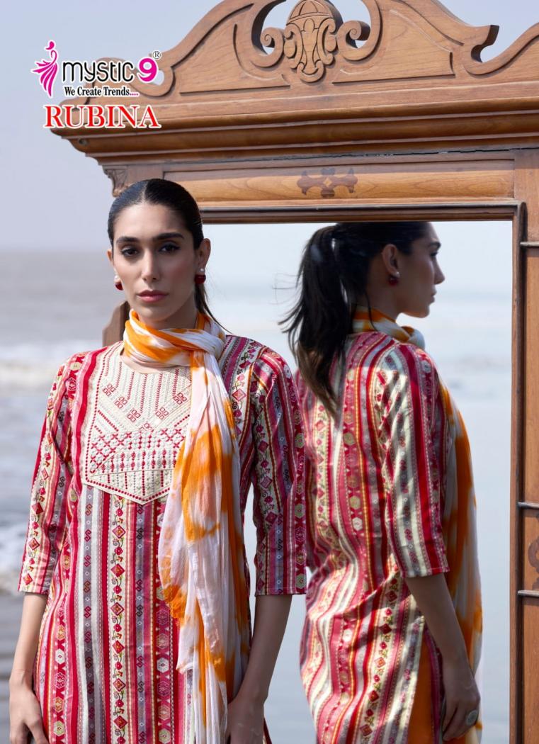 MYSTIC 9 PRESENT RUBINA VOL 9 RAYON FANCY LOOK READYMADE SALWAR KAMEEZ
