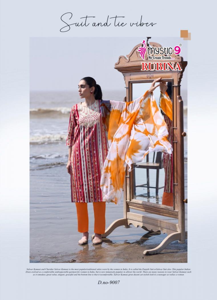 MYSTIC 9 PRESENT RUBINA VOL 9 RAYON FANCY LOOK READYMADE SALWAR KAMEEZ