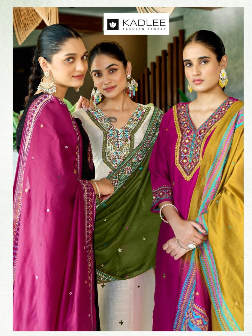 KADLEE LAUCH VARDAN FANCY FESTIVAL WEAR KURTI BOTTOM AND DUPATTA