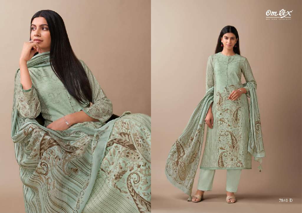 OMTEX TARANG WHOLESALE VINTAGE LINEN DIGITAL PRINT WITH HAND WORK CLASSIC SALWAR SUITS