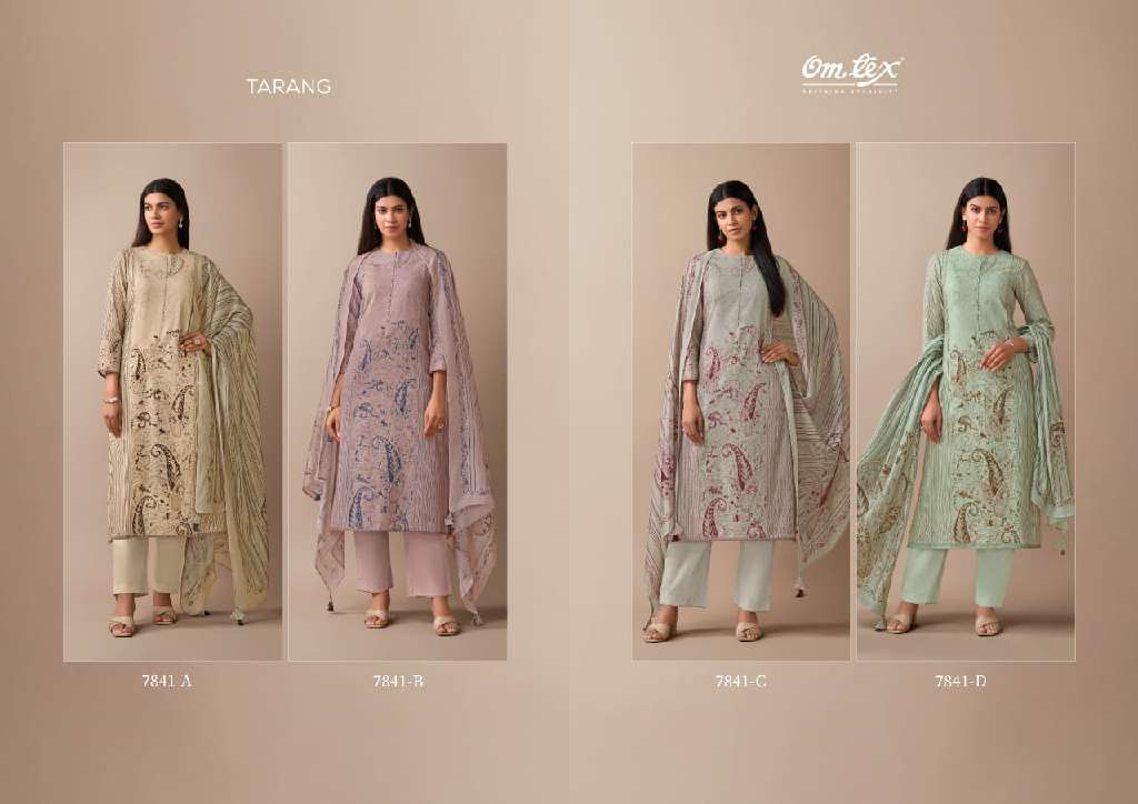 OMTEX TARANG WHOLESALE VINTAGE LINEN DIGITAL PRINT WITH HAND WORK CLASSIC SALWAR SUITS