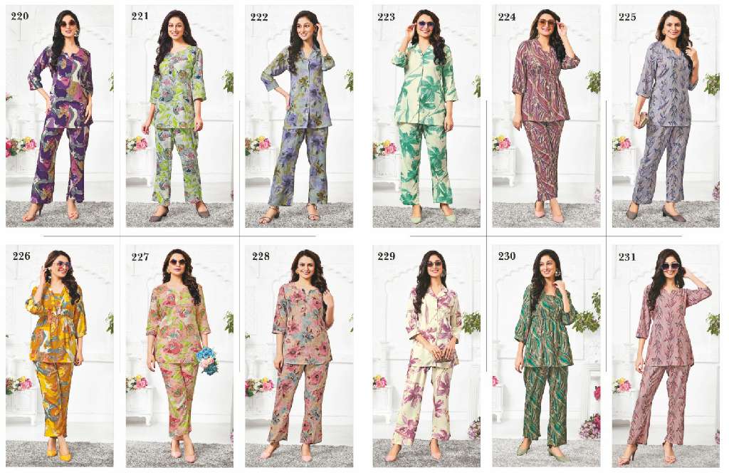 GANPATI VITRAG VASTRA LAUNCH ISHA VOL-3 WHOLESALE RAYON WITH HEAVY DIGITAL PRINT UNIQUE COLOR CORD SET