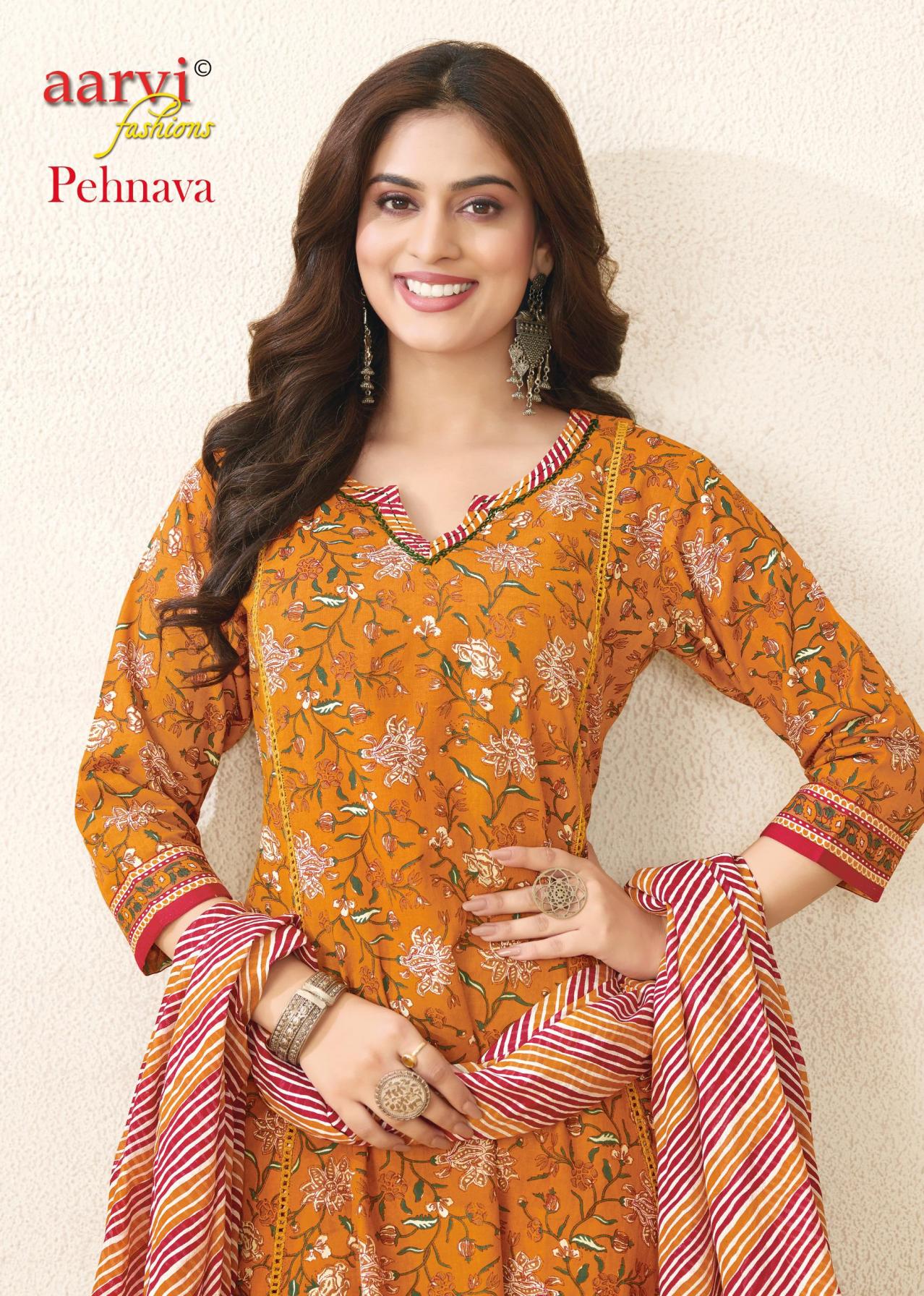 PEHNAVA VOL 1 BY AARVI FASHION COTTON ANARKALI STYLE FULL STITCH SUIT FOR WOMENS