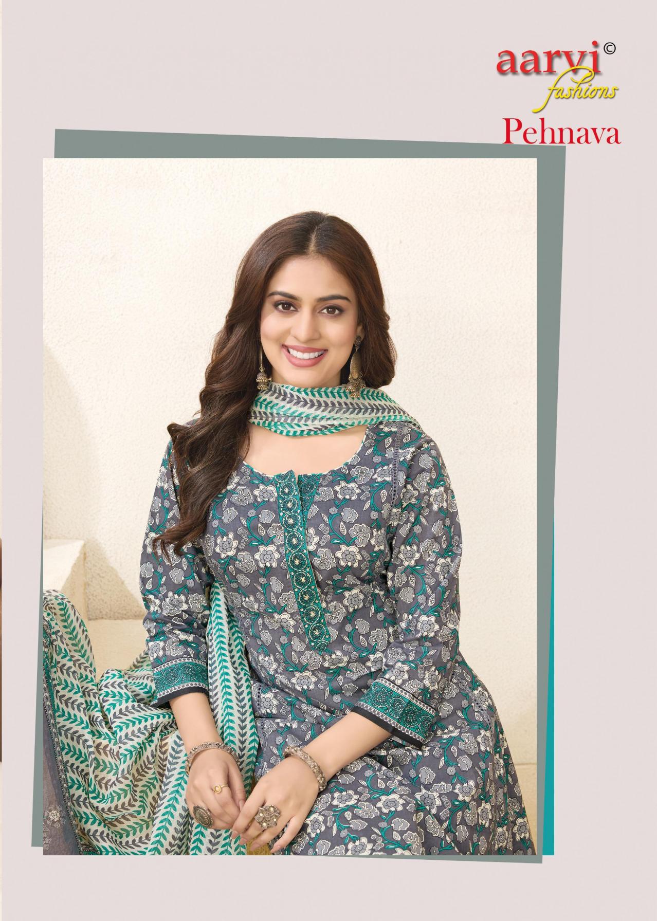 PEHNAVA VOL 1 BY AARVI FASHION COTTON ANARKALI STYLE FULL STITCH SUIT FOR WOMENS