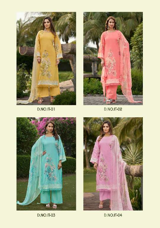 ITRH BY KARVA DESIGNER STUDIO WHOLESALE PURE LAWN COTTON CAMRIC DIGITAL PRINTED WITH HANDWORK  SUITS