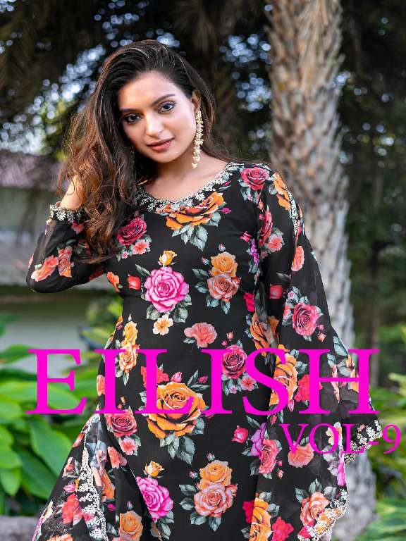 MD LIFESTYLE EILISH VOL-9 WHOLESALE HEAVY GEORGETTE WITH EMBROIDERY WORK AND FLORAL PRINT READYMADE TOP  WITH PLAZZO
