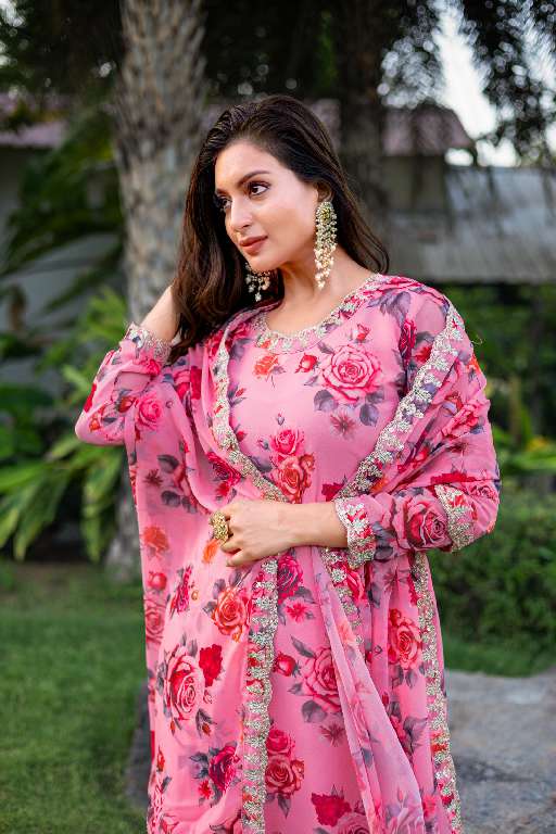 MD LIFESTYLE EILISH VOL-9 WHOLESALE HEAVY GEORGETTE WITH EMBROIDERY WORK AND FLORAL PRINT READYMADE TOP  WITH PLAZZO