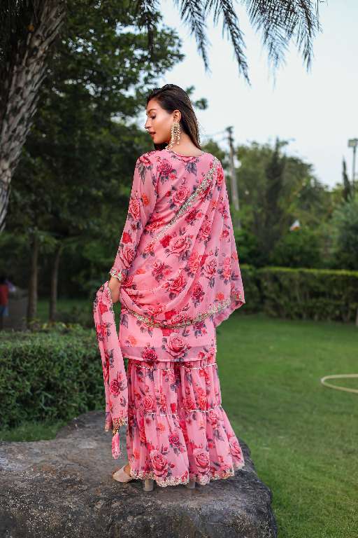 MD LIFESTYLE EILISH VOL-9 WHOLESALE HEAVY GEORGETTE WITH EMBROIDERY WORK AND FLORAL PRINT READYMADE TOP  WITH PLAZZO