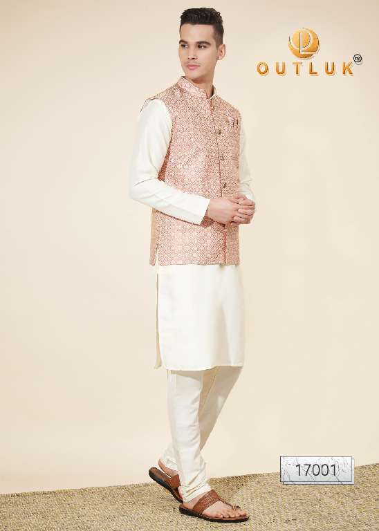 Outluk Wedding Collection Vol-17 Wholesale Kurta Pajama With Koti Collection Series Embroidery Kurta with Pant