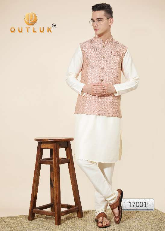 Outluk Wedding Collection Vol-17 Wholesale Kurta Pajama With Koti Collection Series Embroidery Kurta with Pant