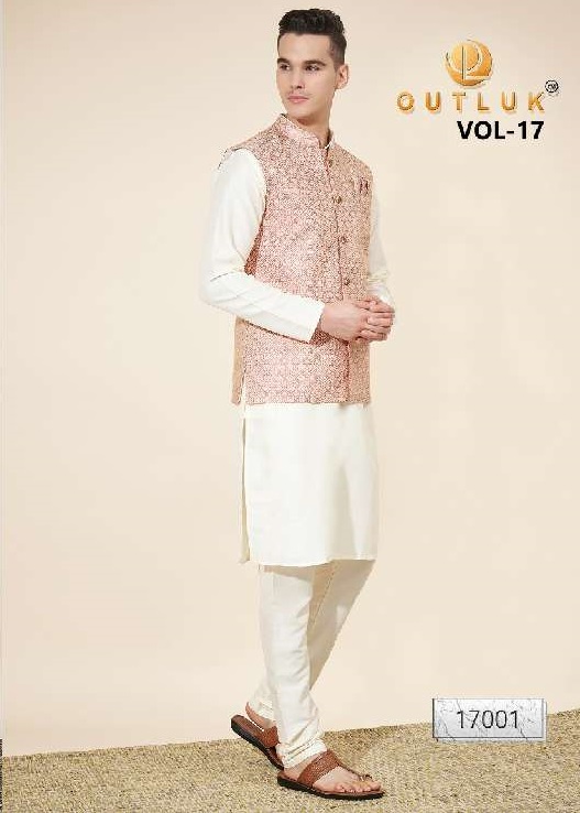 Outluk Wedding Collection Vol-17 Wholesale Kurta Pajama With Koti Collection Series Embroidery Kurta with Pant