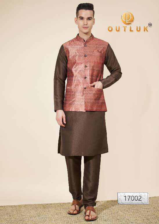 Outluk Wedding Collection Vol-17 Wholesale Kurta Pajama With Koti Collection Series Embroidery Kurta with Pant