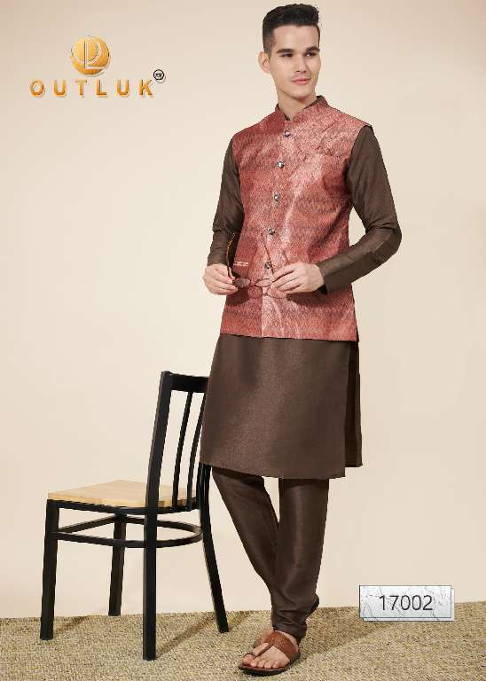 Outluk Wedding Collection Vol-17 Wholesale Kurta Pajama With Koti Collection Series Embroidery Kurta with Pant