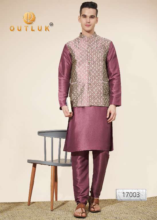 Outluk Wedding Collection Vol-17 Wholesale Kurta Pajama With Koti Collection Series Embroidery Kurta with Pant